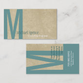 Monogram Beige Turquoise Engineering Visitekaartje (Voorkant / Achterkant)