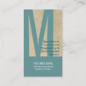 Monogram Beige Turquoise Engineering Visitekaartje (Achterkant)