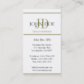 Monogram belastingplichtige 1040 wit/goud visitekaartje (Achterkant)