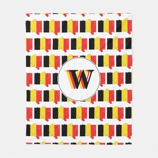 Monogram BELGIUM Vlag Fleece Deken (Voorkant)