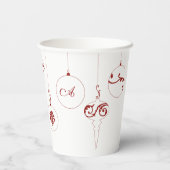 Monogram Berry Red Bauble Ornamenten Papieren Bekers (Achterkant)