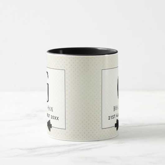 Monogram BEST MAN Bruidsjonker Bruidegom Fleurdeli Mok (Midden)