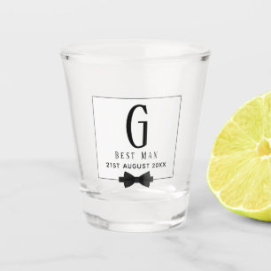 Monogram BEST MAN Bruidsjonker Bruidegom Zwart Shot Glas