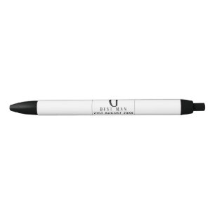 Monogram BEST MAN Bruidsjonker Bruidegom Zwart Zwarte Inkt Pen