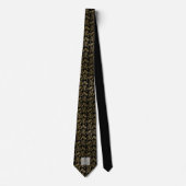 Monogram Best Man Bruidsjonker Zwart Goud Damast Stropdas (Voorkant)