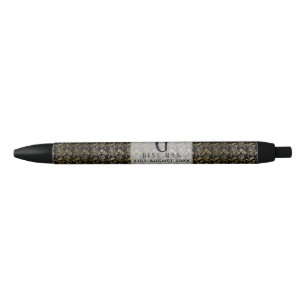Monogram Best Man Bruidsjonker Zwart Goud Damast Zwarte Inkt Pen
