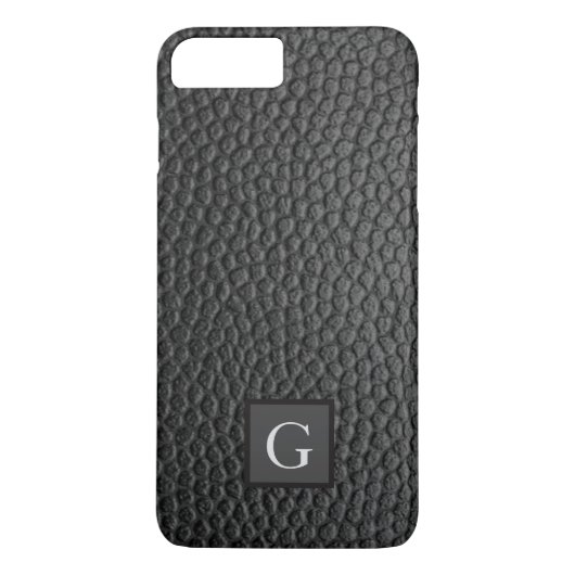 Monogram Best Man Bruidsjonker Zwarte Leerprint Case-Mate iPhone Case (Achterkant)