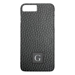 Monogram Best Man Groomsman Black Leather Print iPhone 8/7 Plus Hoesje