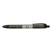 Monogram Best Man Groomsmen Black Gold Damask Zwarte Inkt Pen (Bovenkant)