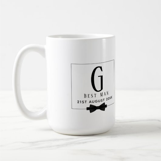 Monogram BEST MAN Groomsmen Groomsman Black Stropd Koffiemok (Links)