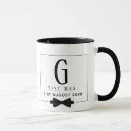 Monogram BEST MAN Groomsmen Groomsman Black Stropd Mok