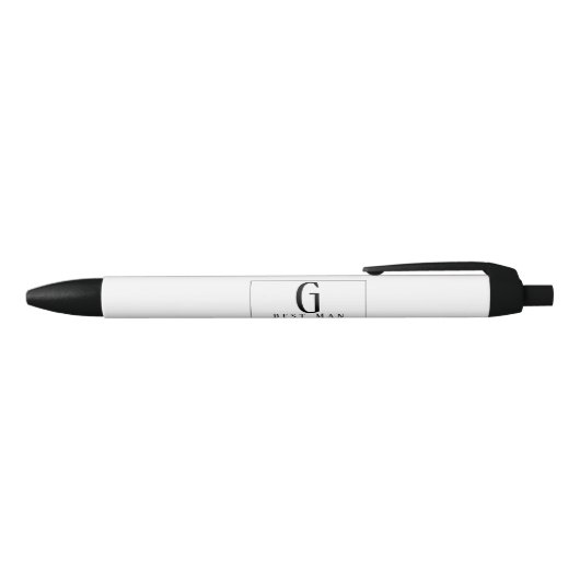 Monogram BEST MAN Groomsmen Groomsman Black Stropd Zwarte Inkt Pen (Bovenkant)