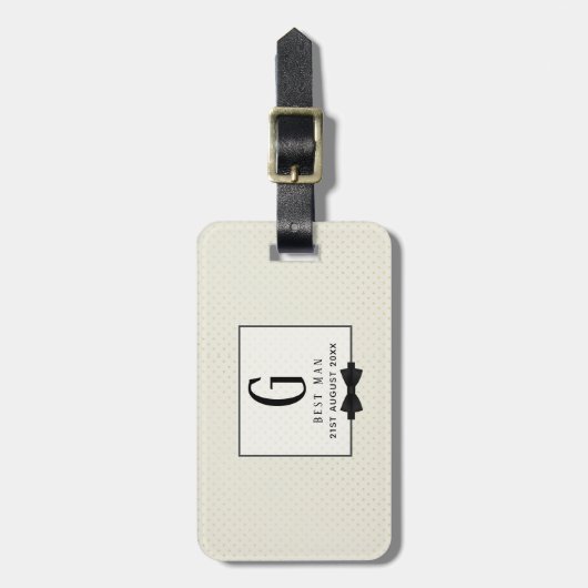 Monogram BEST MAN Groomsmen Groomsman Fleurdelis Bagagelabel (Voorkant verticaal)