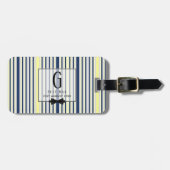 Monogram BEST MAN Groomsmen Groomsman Navy Yellow Bagagelabel (Voorkant horizontaal)