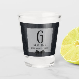 Monogram BEST MAN Groomsmen Groomsman PinStripes Shot Glas