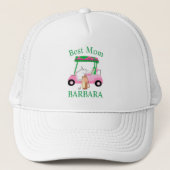Monogram beste mam Charming Pink Golf Cart Name Trucker Pet (Voorkant)