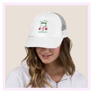 Monogram beste mam Charming Pink Golf Cart Name Trucker Pet