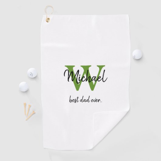 Monogram Beste Vader Ooit Voornaam Golfhanddoek (Insitu)