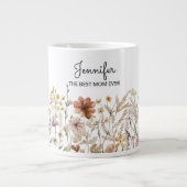 Monogram Beste Waterverf Wildflower Bloemen Grote Koffiekop (Voorkant)