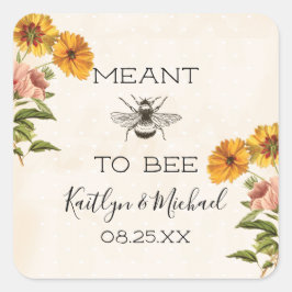 Monogram 'Bestemd om te trouwen'-stickers Vierkante Sticker