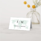 Monogram bestemming reizen thema bruiloft plaatskaartje (Achterkant)