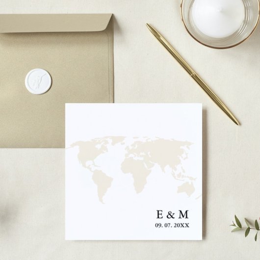 Monogram bestemming reizen thema bruiloft servet
