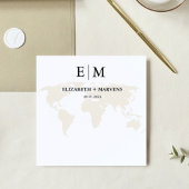 Monogram bestemming reizen thema bruiloft servet