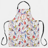 Monogram betoverend Waterverf vogelpatroon Schort (Voorkant)