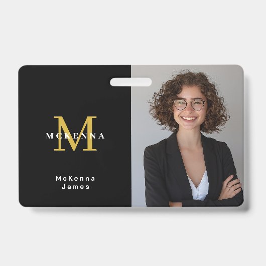 Monogram Beveiligings-ID Naamlabel QR-code Badge (Voorzijde)