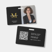 Monogram Beveiligings-ID Naamlabel QR-code Badge (Voor- en achterkant)