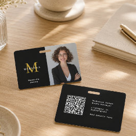 Monogram Beveiligings-ID Naamlabel QR-code Badge