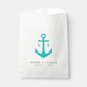 Monogram bewerkbare kleur anker nautische bruiloft bedankzakje (Voorkant)