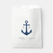 Monogram Bewerkbare Kleur Anker Zeevaart Bruiloft Bedankzakje (Voorkant)