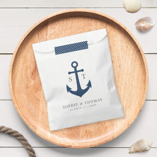 Monogram Bewerkbare Kleur Anker Zeevaart Bruiloft Bedankzakje