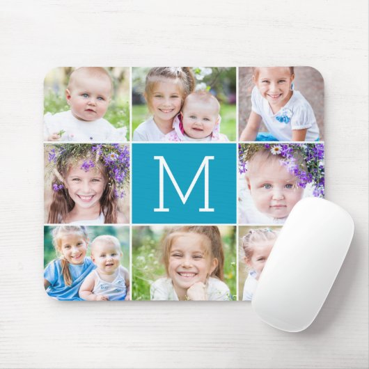 Monogram BEWERKBARE KLEUR Foto Muismat (Met muis)