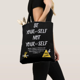 Monogram Bijbelvers Wees jezelf 2 Cor 5:17 Zwart Tote Bag