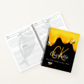 Monogram bijen zwarte honing notitieboek (Binnen)