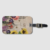 Monogram  bijenkast voor honingbijen en zonnebloem bagagelabel (Voorkant (horizontaal))