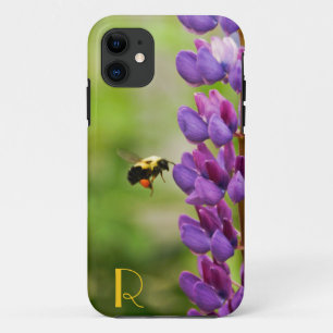 Monogram Bijl Paars Lavendel Witte Bloemknoppen iPhone 11 Hoesje