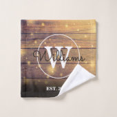 Monogram bijtende Elegant Script Wood Panels Bad Handdoek (Wasdoekje)