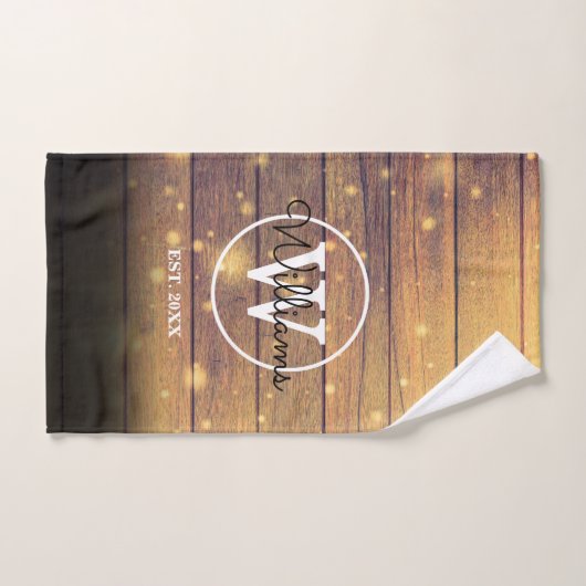 Monogram bijtende Elegant Script Wood Panels Bad Handdoek (Handdoek)
