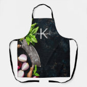 Monogram bijtende groenteskruiden schort (Voorkant)