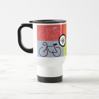 Monogram Bike Squares Red, Oranje, grijs en groen Reisbeker
