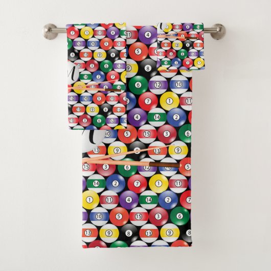 Monogram Billiard Pool Ball-ontwerp Bad Handdoek (Insitu)