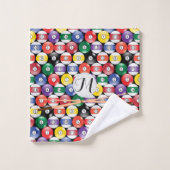 Monogram Billiard Pool Ball-ontwerp Bad Handdoek (Wasdoekje)