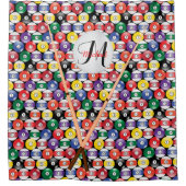 Monogram Billiard Pool Ball-ontwerp Douchegordijn (Voorkant)