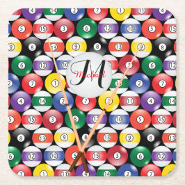 Monogram Billiard Pool Ball-ontwerp Kartonnen Onderzetters