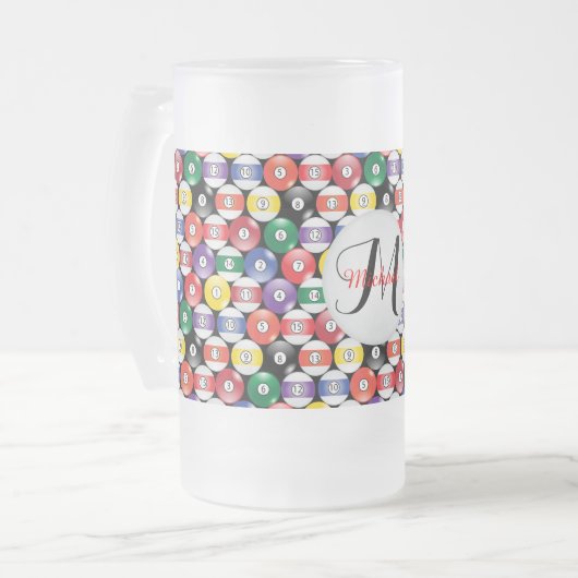 Monogram Billiards Ball Design Matglas Bierpul (Voorkant links)