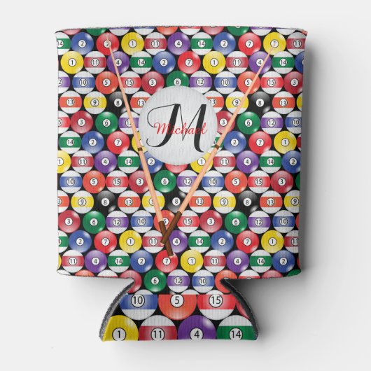 Monogram Billiards Pool Ball Patroon Blikjeskoeler (Voorkant)