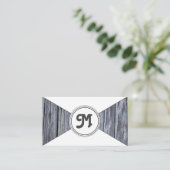 Monogram biologisch hout witte driehoeken visitekaartje (Staand voorkant)